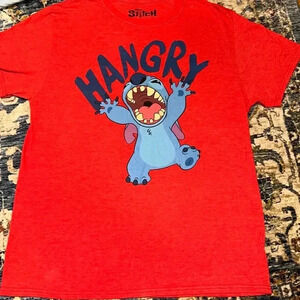 DISNEY STITCH red ‘hangry’ short sleeve t-shirt multiple sizes available sm/lg